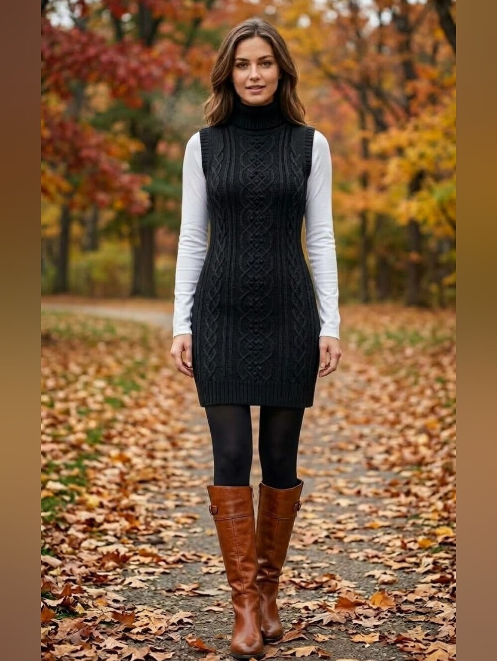 CALVIN KLEIN Jolie Robe en Laine sans manches col roulé Calvin Klein Noir